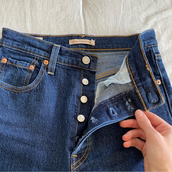Levis Premium Straight Ribcage Ankle Denim Jeans Sz 26 - Picture 5 of 12